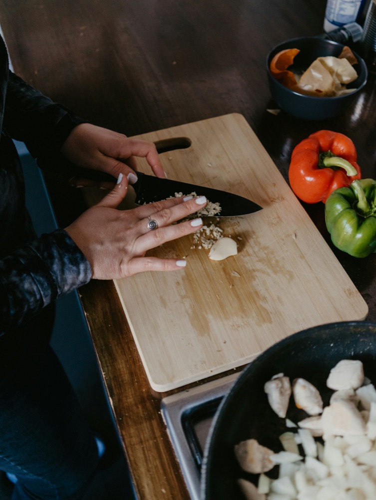 Creator chopping vegetables for a recipe video